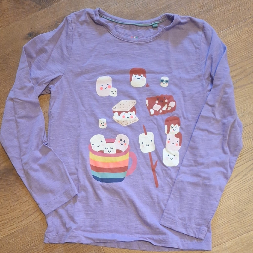 Mini Boden Lavender Long Sleeve Tee with Marshmallow Graphic